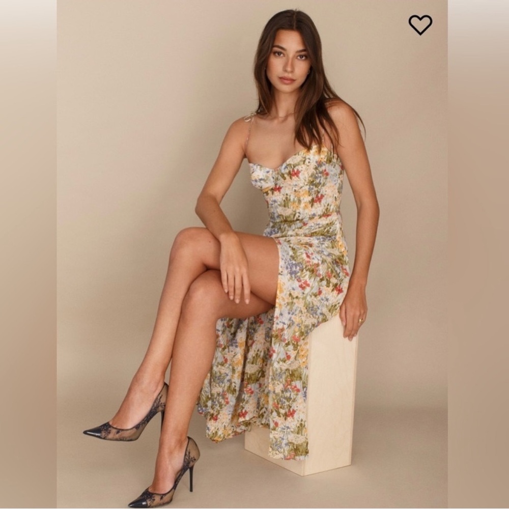 REFORMATION Kourtney Floral Sleeveless High Slit Midi Dress Size 6P NWT - Picture 8 of 16